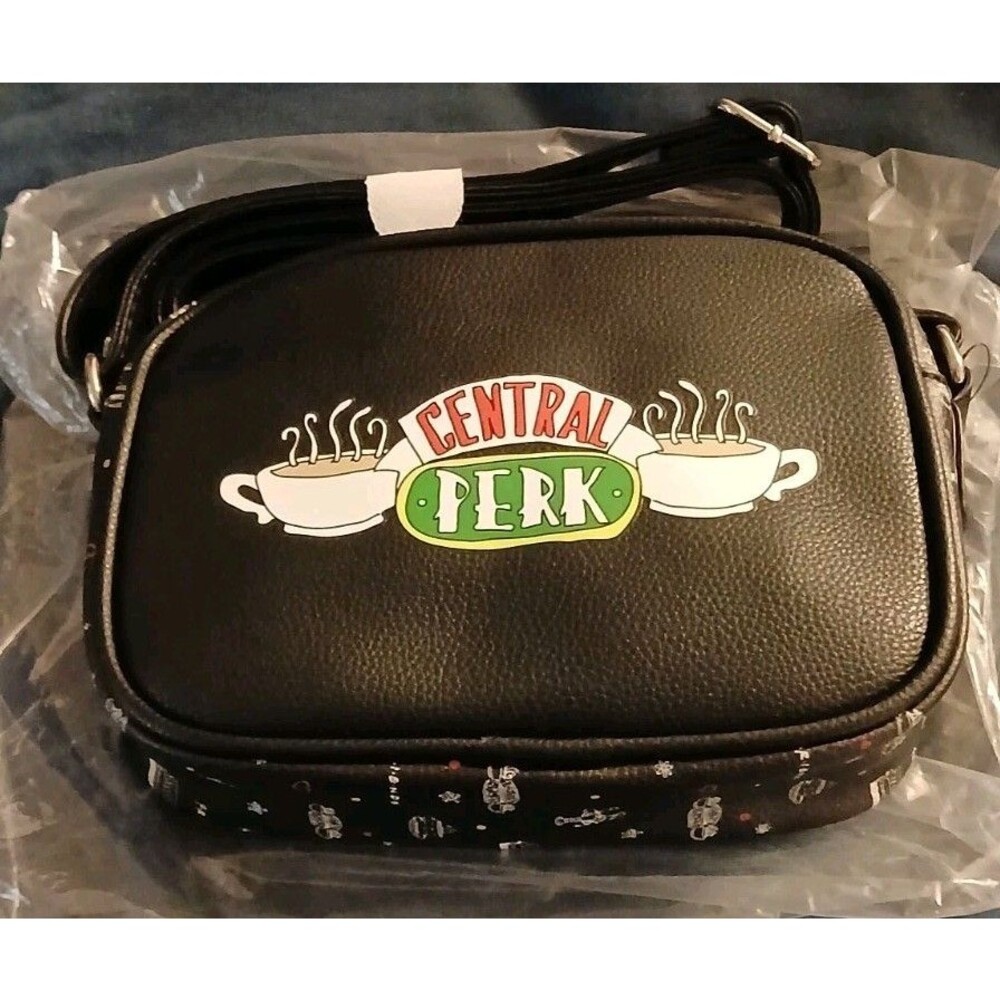 Danielle Nicole Friends Central Perk Black Crossbody Bag Zip, Detachable Strap